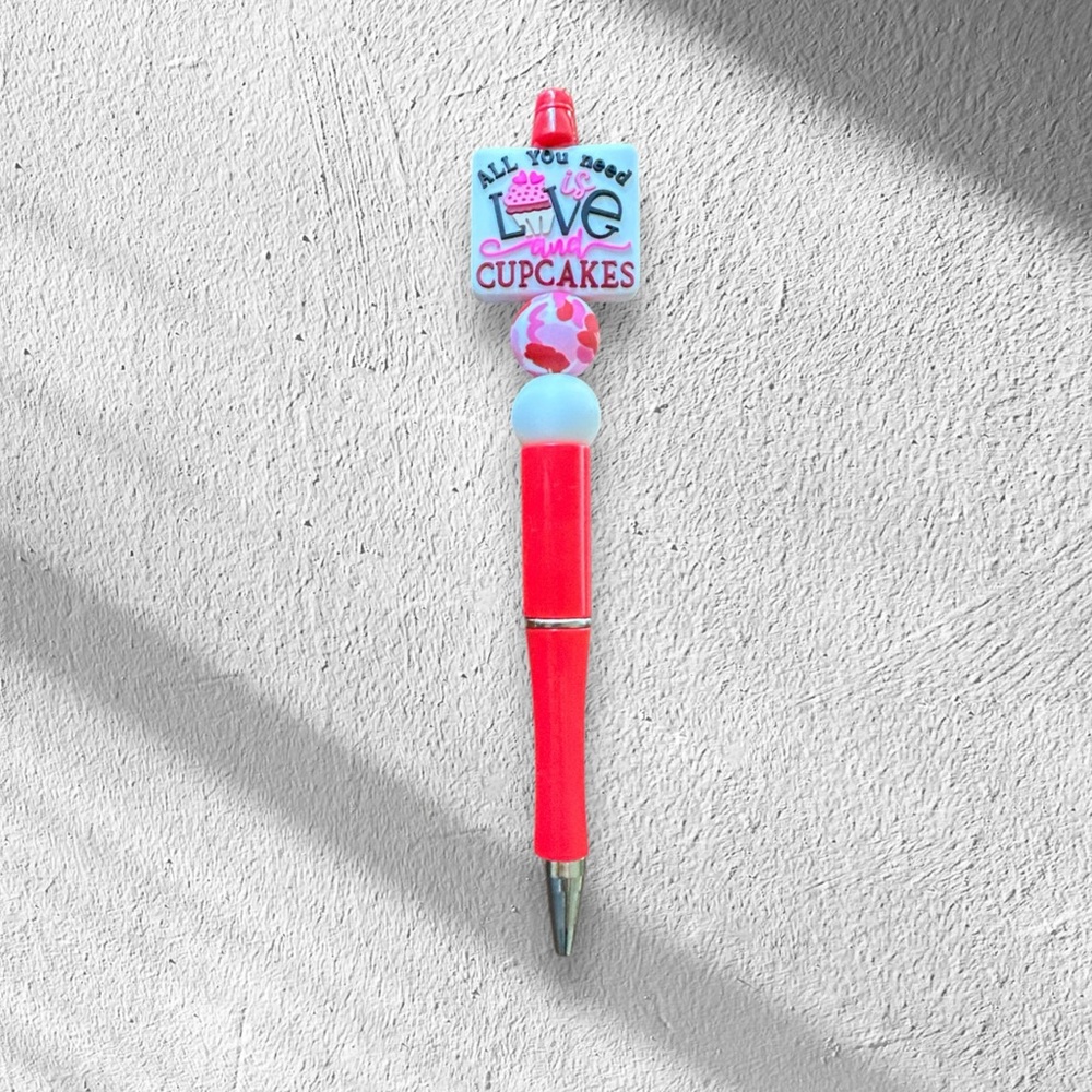 Silicone All You Need is Love and Cupcakes Bead Pen